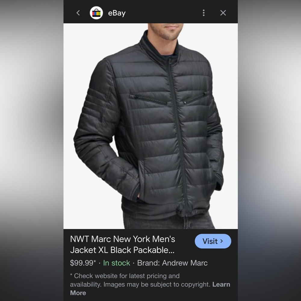 Marc New York Men's Charcoal Puffer Jacket